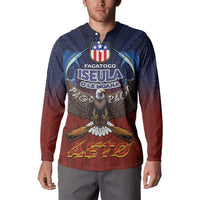 American Samoa Fautasi Button Sweatshirt Pago Pago Aeto and Iseula o le Moana of Fagatogo Red-Blue - Polynesian Pride
