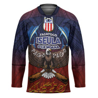 American Samoa Fautasi Hockey Jersey Pago Pago Aeto and Iseula o le Moana of Fagatogo Red-Blue LT03 Unisex Blue - Polynesian Pride