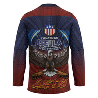 American Samoa Fautasi Hockey Jersey Pago Pago Aeto and Iseula o le Moana of Fagatogo Red-Blue LT03 - Polynesian Pride