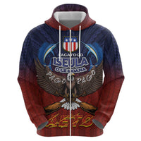 American Samoa Fautasi Hoodie Pago Pago Aeto and Iseula o le Moana of Fagatogo Red-Blue - Polynesian Pride