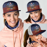 American Samoa Fautasi Mesh Trucker Cap Pago Pago Aeto and Iseula o le Moana of Fagatogo Red-Blue LT03 - Polynesian Pride
