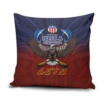American Samoa Fautasi Pillow Cover Pago Pago Aeto and Iseula o le Moana of Fagatogo Red-Blue - Polynesian Pride