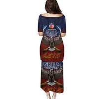 American Samoa Fautasi Puletasi Pago Pago Aeto and Iseula o le Moana of Fagatogo Red-Blue - Polynesian Pride