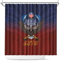 American Samoa Fautasi Shower Curtain Pago Pago Aeto and Iseula o le Moana of Fagatogo Red-Blue - Polynesian Pride