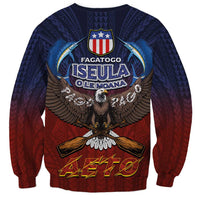 American Samoa Fautasi Sweatshirt Pago Pago Aeto and Iseula o le Moana of Fagatogo Red-Blue - Polynesian Pride