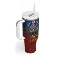 American Samoa Fautasi Tumbler With Handle Pago Pago Aeto and Iseula o le Moana of Fagatogo Red-Blue - Polynesian Pride