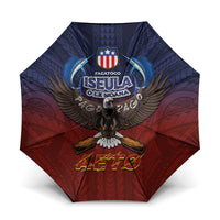 American Samoa Fautasi Umbrella Pago Pago Aeto and Iseula o le Moana of Fagatogo Red-Blue - Polynesian Pride