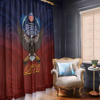 American Samoa Fautasi Window Curtain Pago Pago Aeto and Iseula o le Moana of Fagatogo Red-Blue - Polynesian Pride