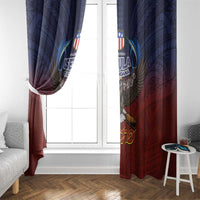 American Samoa Fautasi Window Curtain Pago Pago Aeto and Iseula o le Moana of Fagatogo Red-Blue - Polynesian Pride