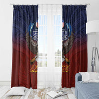 American Samoa Fautasi Window Curtain Pago Pago Aeto and Iseula o le Moana of Fagatogo Red-Blue - Polynesian Pride