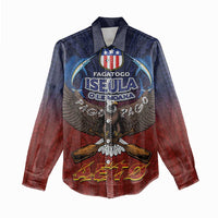 American Samoa Fautasi Women Casual Shirt Pago Pago Aeto and Iseula o le Moana of Fagatogo Red-Blue - Polynesian Pride