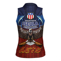American Samoa Fautasi Women Sleeveless Polo Shirt Pago Pago Aeto and Iseula o le Moana of Fagatogo Red-Blue - Polynesian Pride