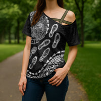 Hawaii Running Cross Shoulder Shirt Polynesian Tribal Tattoo