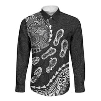 Hawaii Running Long Sleeve Button Shirt Polynesian Tribal Tattoo