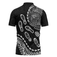 Hawaii Running Zipper Polo Shirt Polynesian Tribal Tattoo