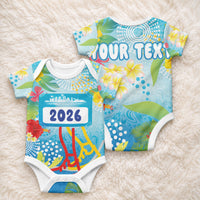 Personalized Hawaii Marathon Baby Onesie Polynesian Motif Tropical Style
