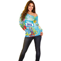 Personalized Hawaii Marathon Off Shoulder Sweater Polynesian Motif Tropical Style