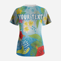 Personalized Hawaii Marathon Scrub Top Polynesian Motif Tropical Style