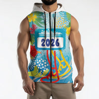 Personalized Hawaii Marathon Sleeveless Zip Hoodie Polynesian Motif Tropical Style