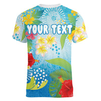Personalized Hawaii Marathon Women V-Neck T-Shirt Polynesian Motif Tropical Style