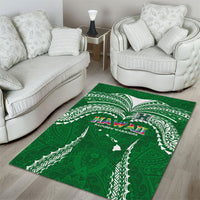 Hawaii Rainbow Warriors Area Rug Polynesian Motif Green Color