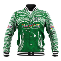 Custom Hawaii Rainbow Warriors Baseball Jacket Polynesian Motif Green Color