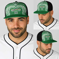 Hawaii Rainbow Warriors Baseball Net Cap Polynesian Motif Green Color