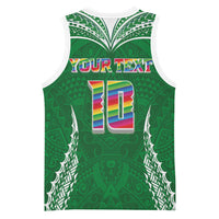Custom Hawaii Rainbow Warriors Basketball Jersey Polynesian Motif Green Color