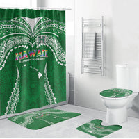 Hawaii Rainbow Warriors Bathroom Set Polynesian Motif Green Color