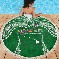 Hawaii Rainbow Warriors Beach Blanket Polynesian Motif Green Color