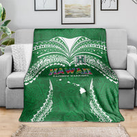 Hawaii Rainbow Warriors Blanket Polynesian Motif Green Color