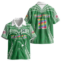 Custom Hawaii Rainbow Warriors Kid Hawaiian Shirt Polynesian Motif Green Color