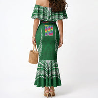 Custom Hawaii Rainbow Warriors Mermaid Dress Polynesian Motif Green Color