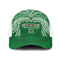 Hawaii Rainbow Warriors Mesh Trucker Cap Polynesian Motif Green Color