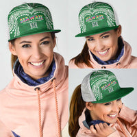 Hawaii Rainbow Warriors Mesh Trucker Cap Polynesian Motif Green Color