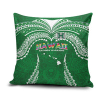 Hawaii Rainbow Warriors Pillow Cover Polynesian Motif Green Color