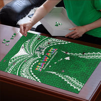 Hawaii Rainbow Warriors Puzzle Polynesian Motif Green Color