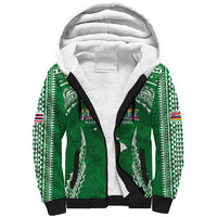 Custom Hawaii Rainbow Warriors Sherpa Hoodie Polynesian Motif Green Color