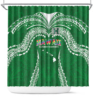 Hawaii Rainbow Warriors Shower Curtain Polynesian Motif Green Color