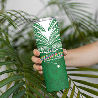 Custom Hawaii Rainbow Warriors Skinny Tumbler Polynesian Motif Green Color