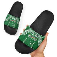 Hawaii Rainbow Warriors Slide Sandals Polynesian Motif Green Color