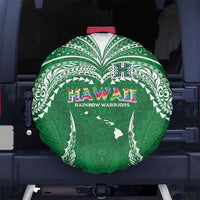 Hawaii Rainbow Warriors Spare Tire Cover Polynesian Motif Green Color