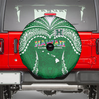 Hawaii Rainbow Warriors Spare Tire Cover Polynesian Motif Green Color