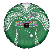 Hawaii Rainbow Warriors Spare Tire Cover Polynesian Motif Green Color