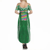Custom Hawaii Rainbow Warriors Summer Maxi Dress Polynesian Motif Green Color