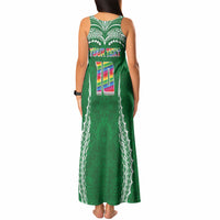 Custom Hawaii Rainbow Warriors Tank Maxi Dress Polynesian Motif Green Color