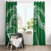 Hawaii Rainbow Warriors Window Curtain Polynesian Motif Green Color