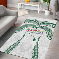 Hawaii Rainbow Warriors Area Rug Polynesian Motif White Color