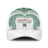 Hawaii Rainbow Warriors Baseball Net Cap Polynesian Motif White Color
