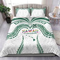 Hawaii Rainbow Warriors Bedding Set Polynesian Motif White Color